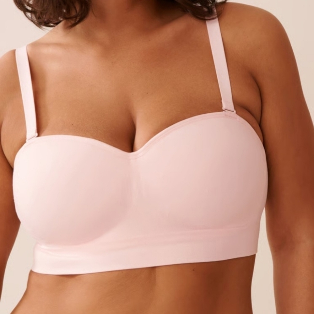 La Vie En Rose Light Pink Bandeau Bra Size Medium Wirefree Lounge Stretch